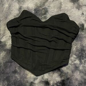 Black Strapless Ruched Women's Top